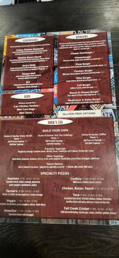 Dick's on 12 Menu 2